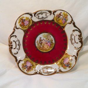STW Bavaria China Serving Plate, Fragonard Courtship Panels, Vintage Tray